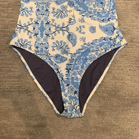 Sezane Light Blue Floral One Piece Swimsuit - Picture 4 of 6
